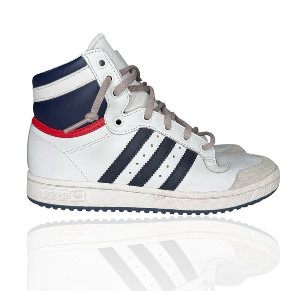Adidas Originals Top Ten Hi Trainers White Blue Red D74481 Men's Size 6‎ - Picture 1 of 10